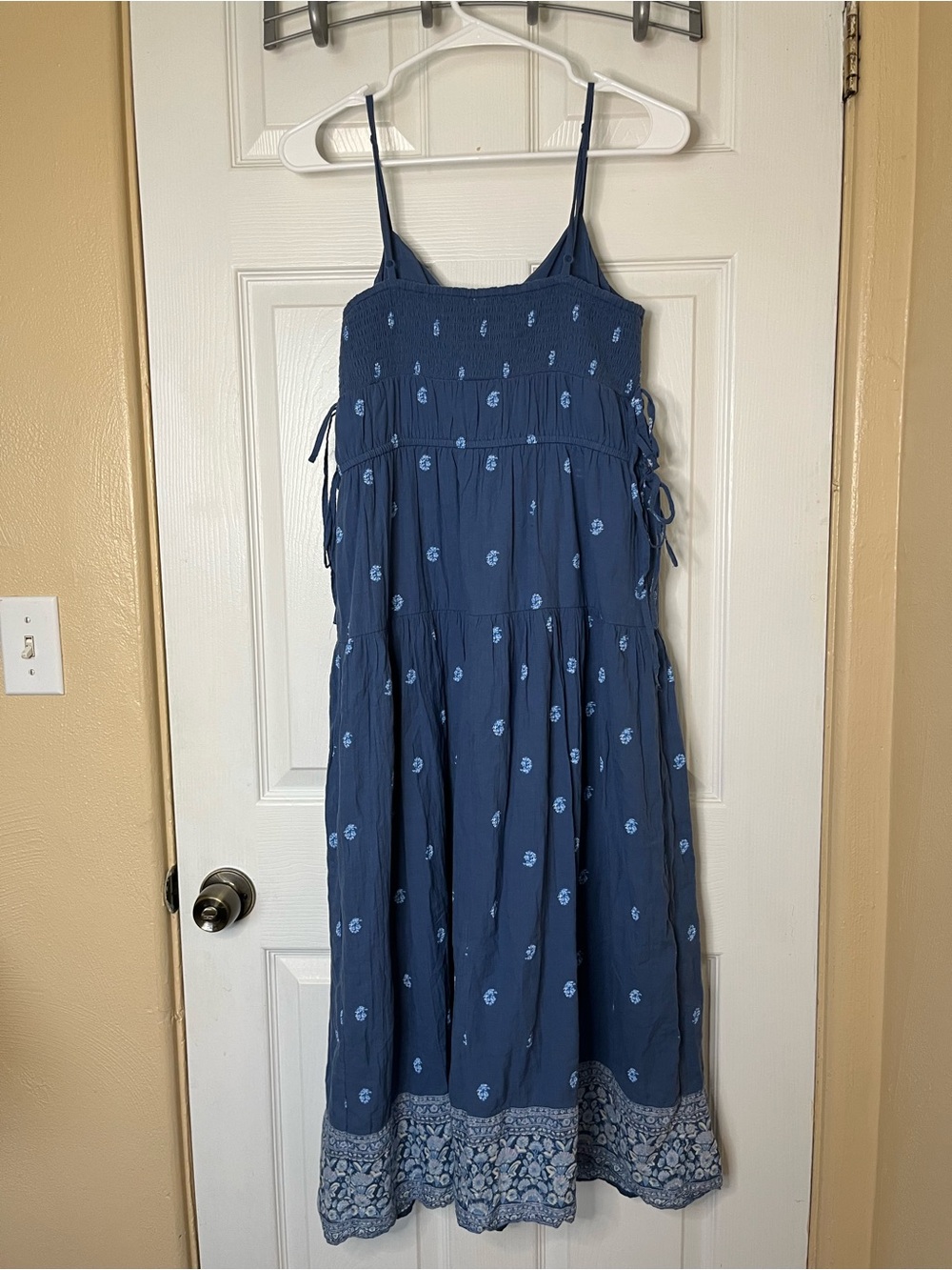 American Eagle Boho Floral Spaghetti Strap Side Tie Button-Front Midi Dress - Picture 10 of 10